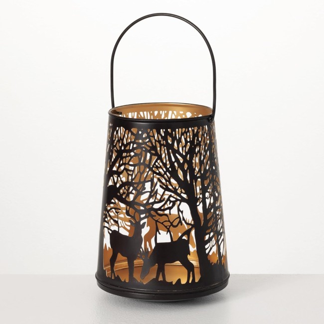 Brown Metal Deer Lantern