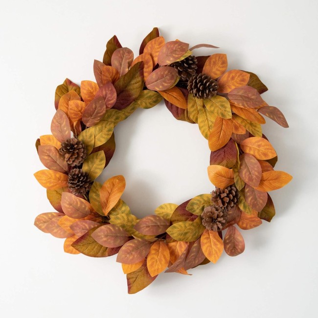  24" Fall Leaf Wreath, Fall Wreath for Front Door Decor, Indoor & Outdoor Wreaths for Front Door, Entryway, Porch Décor