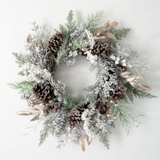  24" Frosted Berry Wreath, Artificial Greenery Flowers, Everyday and Seasonal Wreaths, Indoor & Outdoor Wreaths for Front Door, Entryway, Porch Décor