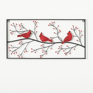  Red Cardinal in Black Metal Frame, 12" x 11.75", Rectangle Wall Decor Kitchen Farmhouse Artwork Decoration, Perfect for Office, Living and Dining Rooms, Wall Art Decor for the Holidays