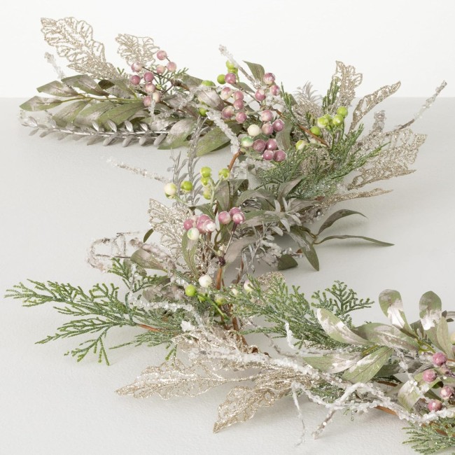  Pine and Berry Garland, Artificial Greenery, Seasonal Holiday Decor, Perfect for Weddings, Fireplace Mantels, Dining and Living Room