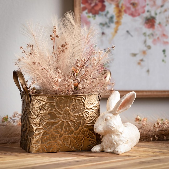  Brass Botanical Basket - Set of 3, Indoor Planter Pot, Kitchen, Living Room, and Office Home Décor