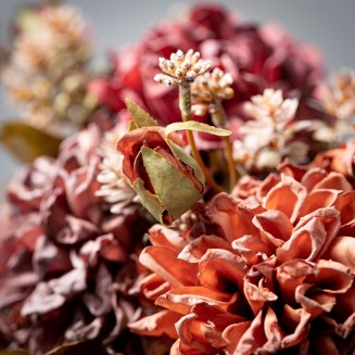  Fall Dried Mum Bush Trio, Artificial Fake Flower, Lifelike Bouquet Centerpiece for Home, Office, Weddings and Gifts Decor