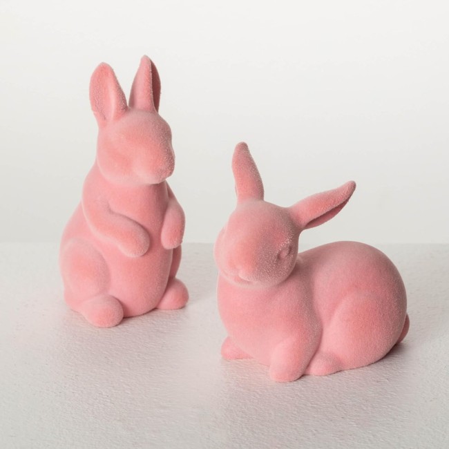 Sulivans Pink Baby Bunny Figurine Set of 2, Perfect for a Table Centerpiece, Mantels and Shelf Decoration, Small Statue for Indoor Spring Decor for Home, Office, Patio