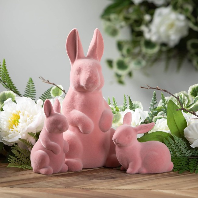 Sulivans Pink Baby Bunny Figurine Set of 2, Perfect for a Table Centerpiece, Mantels and Shelf Decoration, Small Statue for Indoor Spring Decor for Home, Office, Patio