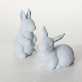 Sulivans Blue Baby Bunny Figurine Set of 2, Perfect for a Table Centerpiece, Mantels and Shelf Decoration, Small Statue for Indoor Spring Decor for Home, Office, Patio