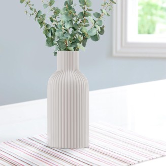 Vase, White Ceramic Vase, Flower Vase, Minimalist Modern Home Decor, Matte Finish Pampas Grass Vase for Table, Fireplace, Shelf, Mantel, Entryway and Centerpieces