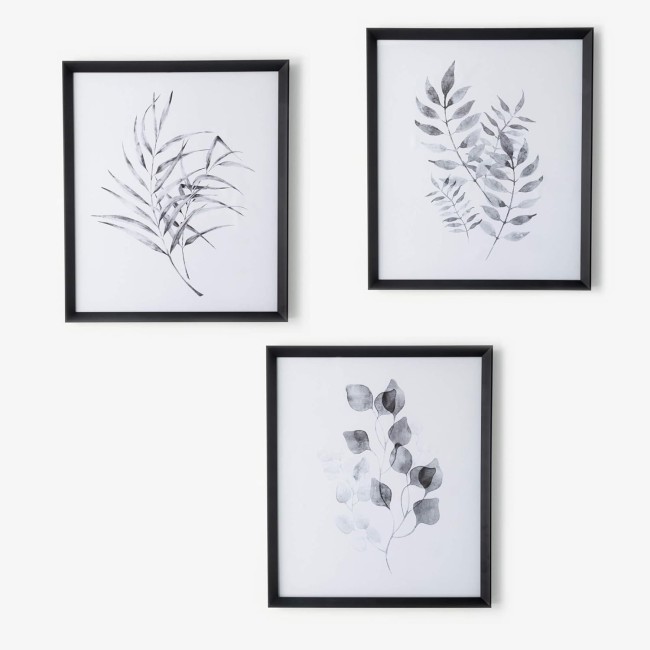  Black Framed Botanical Canvas Wall Art Decor Set of 3, Rustic Vintage Farmhouse Artwork Decoration, Perfect for Office, Living Rooms, Dining Rooms, Kitchens and Bathrooms