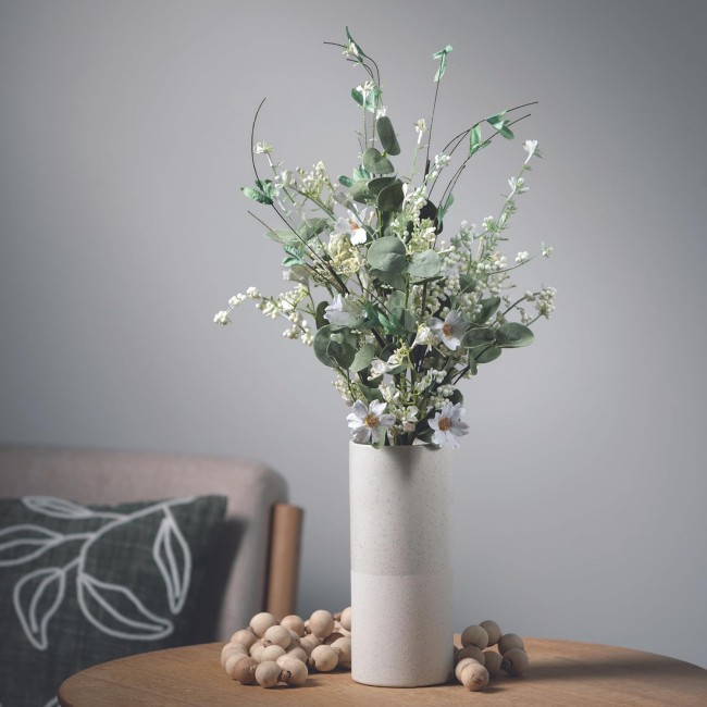  Daisy and Eucalyptus Leaf Mixed Bush, 20.5-Inch Artificial Fake Flower, Lifelike Bouquet Centerpiece for Home, Office, Weddings and Gifts Decor