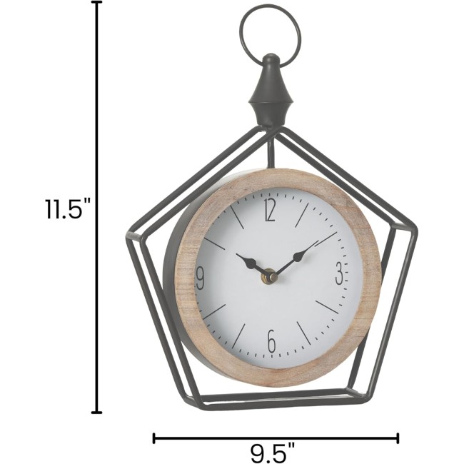  Metal Pentagon Desk Clock with Floating Frame, Ideal for Home Surfaces, Perfect for Bookshelf Decor in Home or Office