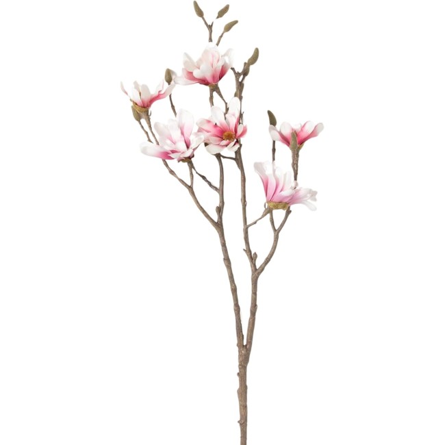  Light Pink Magnolia Stems Spray, 33.5-Inch Artificial Fake Flower, Lifelike Centerpiece for Home, Office, Weddings and Gifts Decor