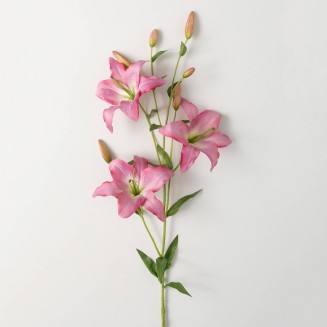  Tall Dark Pink Lily Spray, 53-Inch Artificial Flowers, Long Stem Lifelike Lily Flower Bouquet Centerpiece for Home, Office, Weddings and Gifts Décor