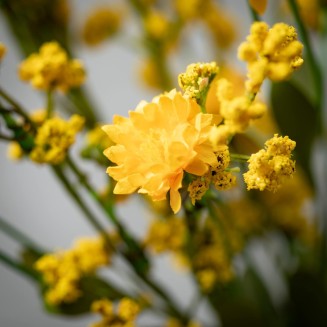  Yellow Wildflower Orb, 10.5-Inch Artificial Fake Flower, Lifelike Bouquet Centerpiece for Home, Office, Weddings and Gifts Decor