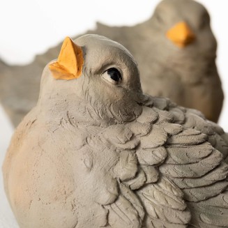 Sulivans Blushing Gray Bird Figurines Set of 2, Perfect for a Table Centerpiece, Mantels and Shelf Decoration, Small Statue for Indoor Spring Decor for Home, Office, Patio