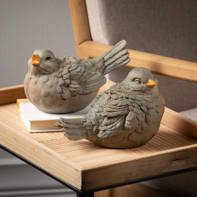 Sulivans Blushing Gray Bird Figurines Set of 2, Perfect for a Table Centerpiece, Mantels and Shelf Decoration, Small Statue for Indoor Spring Decor for Home, Office, Patio