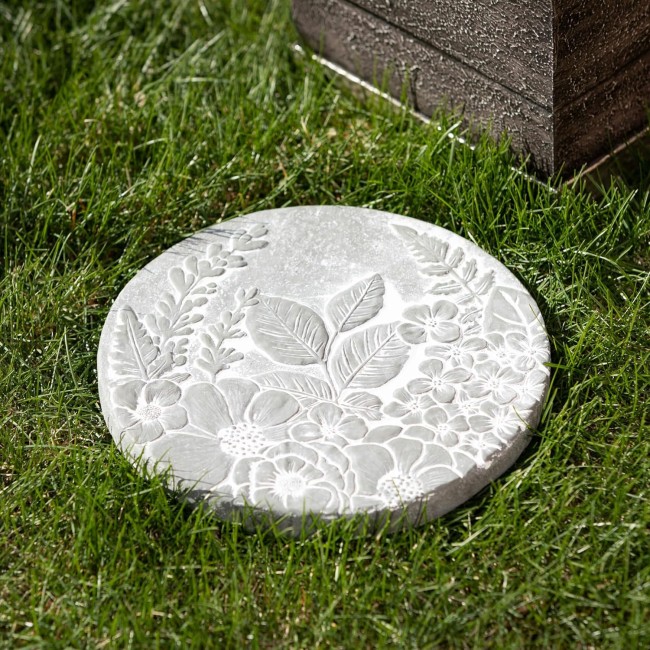  Cement Floral Stepping Stone, Outdoor Decor, Patio Decor, Patio Accessories and Decor, Garden Decor, Collection by Woodstock Chimes