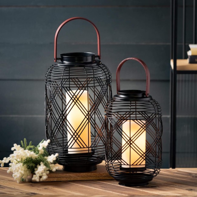  Modern Black Woven Lantern Set, Lanterns, Candle Lanterns, Lantern Decor, Home Decor Accents