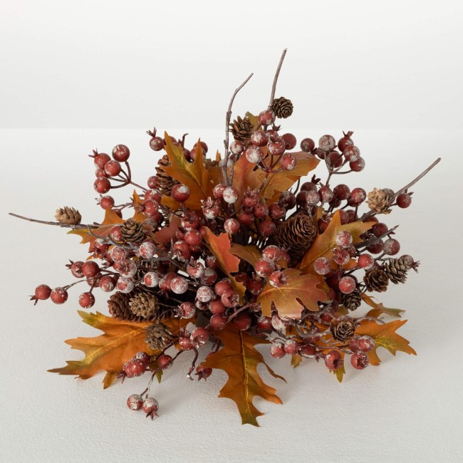  Fall Berryand Leaf Autumn Orb, Artificial Fake Flower, Lifelike Bouquet Centerpiece for Home, Office, Weddings and Gifts Decor