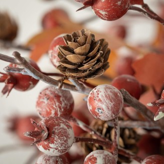  Fall Berryand Leaf Autumn Orb, Artificial Fake Flower, Lifelike Bouquet Centerpiece for Home, Office, Weddings and Gifts Decor