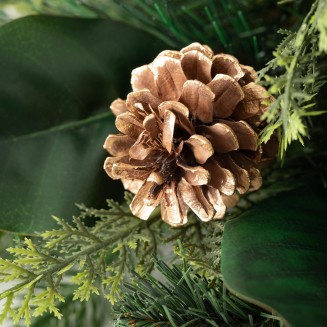  Magnolia and Pinecone Mixed Pine Orb, Artificial Fake Flower, Lifelike Bouquet Centerpiece for Home, Office, Weddings and Gifts Decor