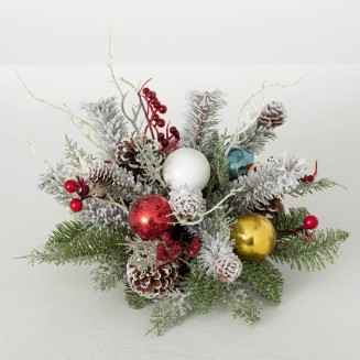  Frosted Shiny Ornament and Snow Pinecone Orb, Artificial Fake Flower, Lifelike Bouquet Centerpiece for Home, Office, Weddings and Gifts Decor