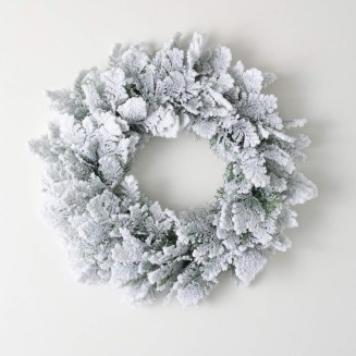  21" Snowy Cedar Wreath, Christmas Wreath, Front Decor Decor, Perfect for Fireplace Mantels, Dining and Living Rooms