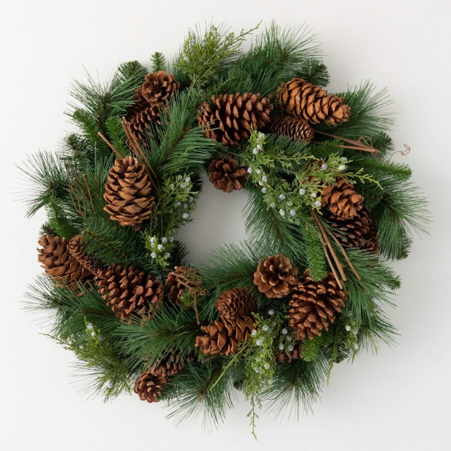  24" Lush Pine Pinecone Wreath, Christmas Wreath, Front Decor Decor, Perfect for Fireplace Mantels, Dining and Living Rooms