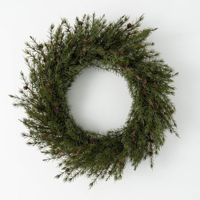  26.5" Cedar Pinecone Wreath, Christmas Wreath, Front Decor Decor, Perfect for Fireplace Mantels, Dining and Living Rooms