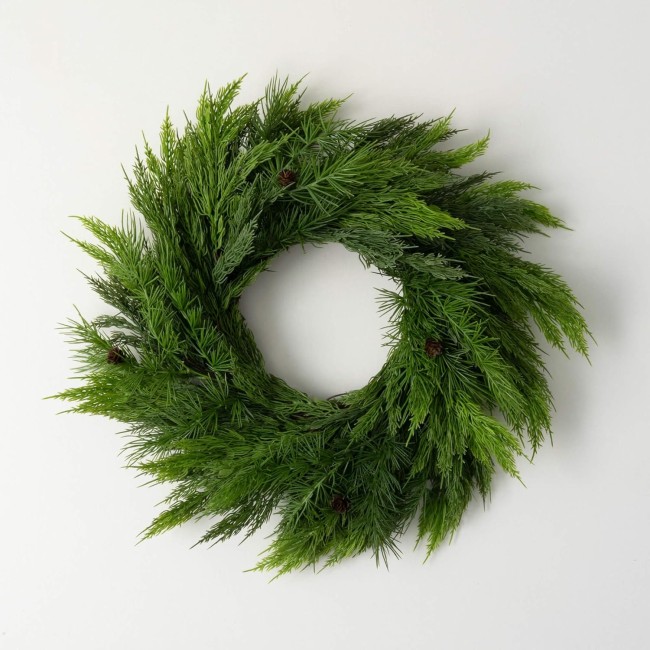  23" Lush Green Cedar Wreath, Christmas Wreath, Front Decor Decor, Perfect for Fireplace Mantels, Dining and Living Rooms