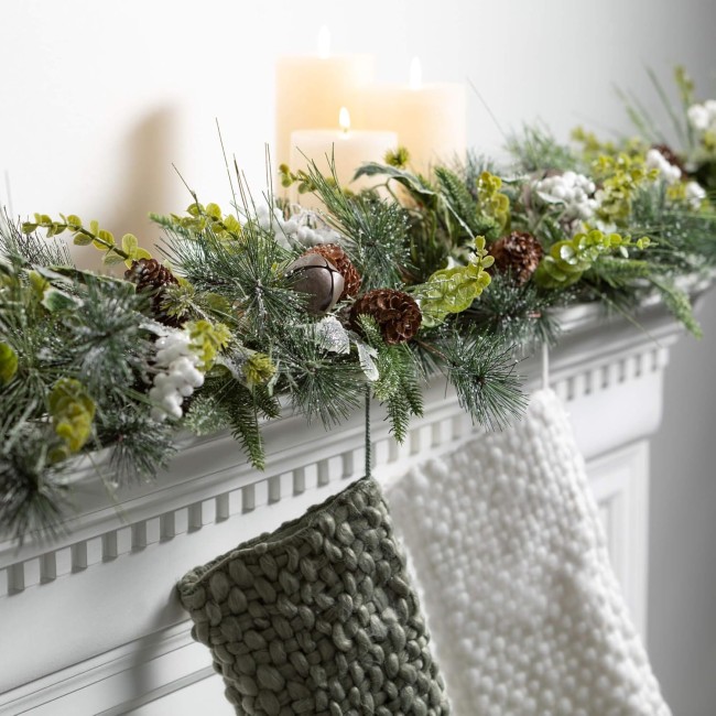  6' Mixed Pine Berry Garland, Christmas Decor, Artificial Greenery, Perfect for Fireplace Mantels, Dining and Living Rooms