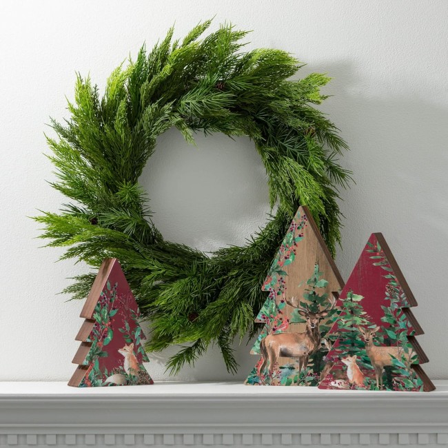  28" Lush Green Cedar Wreath, Christmas Wreath, Front Decor Decor, Perfect for Fireplace Mantels, Dining and Living Rooms