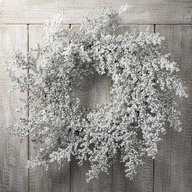  30" Frosted Juniper Berry Wreath, Christmas Wreath, Front Decor Decor, Perfect for Fireplace Mantels, Dining and Living Rooms