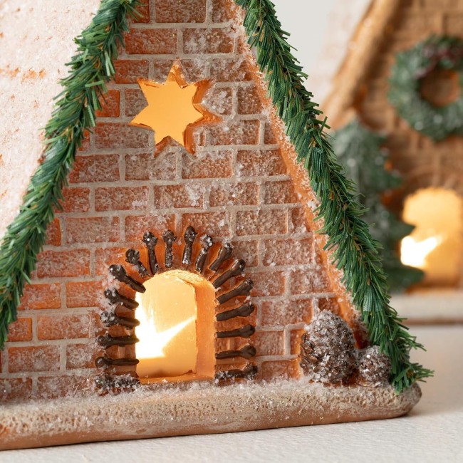  LED Christmas Winter Cabin House Set of 2, Christmas Light Up Holiday Tabletop and Mantle Decoration and Gifts