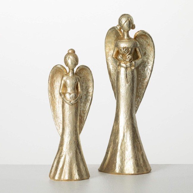  Gold Sleek Gold Angel Figurines, Christmas Decorations, Holiday Home Decor for Bookshelf, Tabletop and Mantel Décor and Gifts