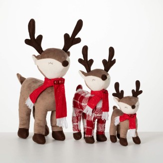  Plush Standing Reindeer, Christmas Decorations, Holiday Home Decor for Bookshelf, Tabletop and Mantel Décor and Gifts