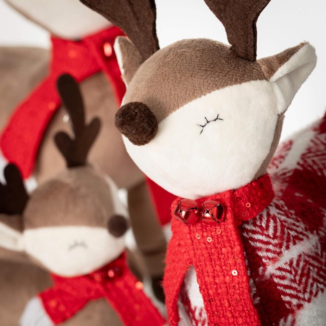  Plush Standing Reindeer, Christmas Decorations, Holiday Home Decor for Bookshelf, Tabletop and Mantel Décor and Gifts