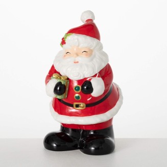  Ceramic Christmas Whimsical Santa Cookie Jar, Christmas Cookie Container for Countertops, Makes the Perfect Kitchen Gift