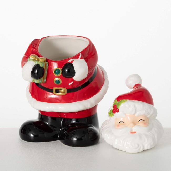  Ceramic Christmas Whimsical Santa Cookie Jar, Christmas Cookie Container for Countertops, Makes the Perfect Kitchen Gift