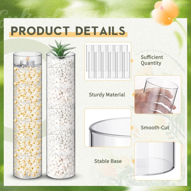 12 Pcs Plastic Clear Cylinder Vase for Home 8,12,16 Inch Acrylic Flower Clear Vase Centerpiece for Centerpieces Wedding Party Decorations(12 Inch)